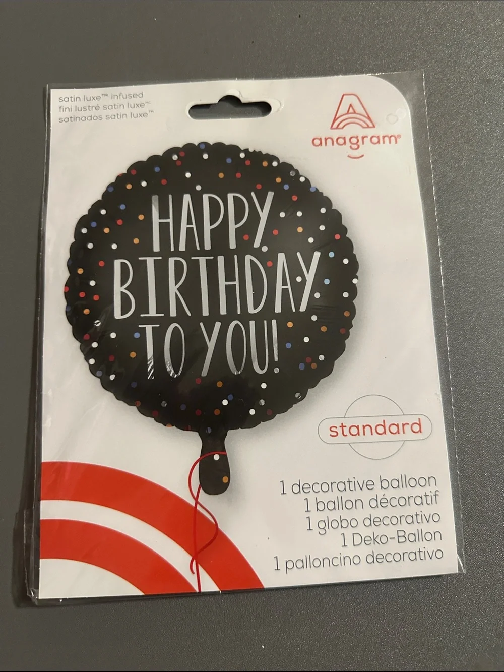 Anagram Happy Birthday To You Black Confetti Balloon